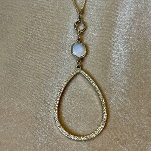 Pendant faux moonstone with CZ in shape.